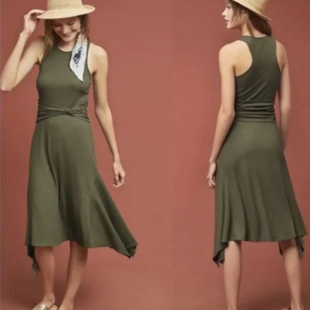 Midi olive green dress from Anthropologie